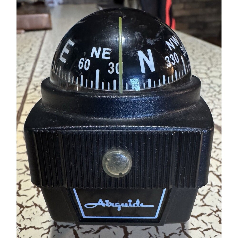 Vintage Airguide Liquid Boat Compass Black Made In Chicago USA Black 3” Fishing
